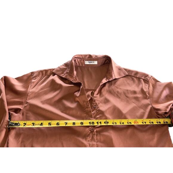 Zeagoo Blouse, Long Sleeve Button-Up Shirt, Rose/Rust, Sm - Picture 7 of 7